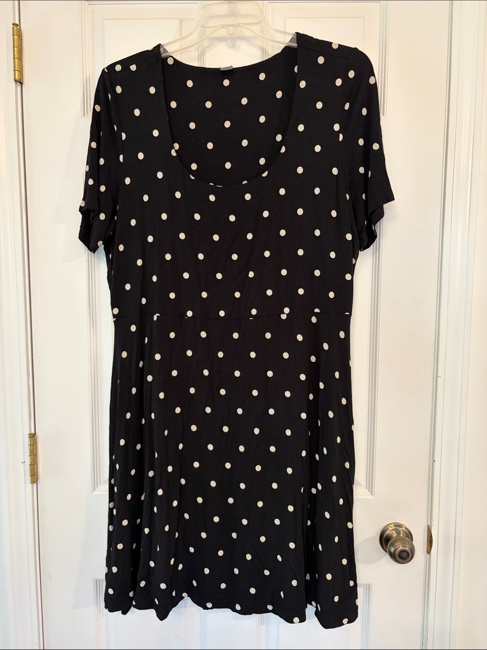 Old Navy Polka Dot Scoop Neck Black Dress